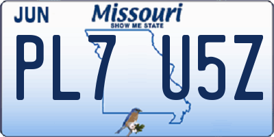 MO license plate PL7U5Z