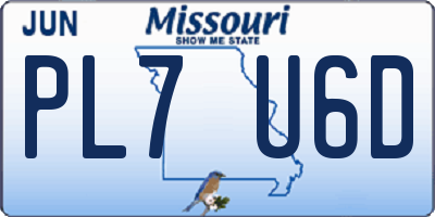 MO license plate PL7U6D