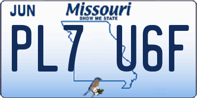 MO license plate PL7U6F