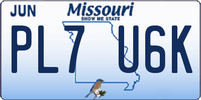 MO license plate PL7U6K
