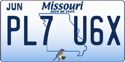 MO license plate PL7U6X
