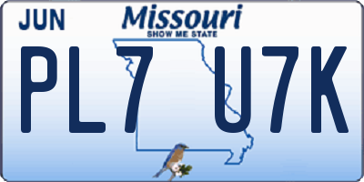 MO license plate PL7U7K