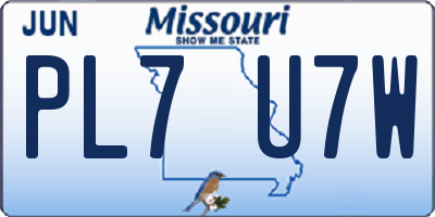 MO license plate PL7U7W