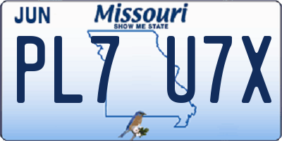 MO license plate PL7U7X