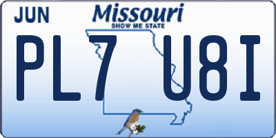 MO license plate PL7U8I