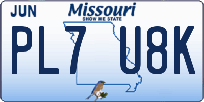 MO license plate PL7U8K
