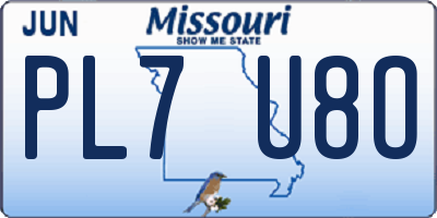 MO license plate PL7U8O