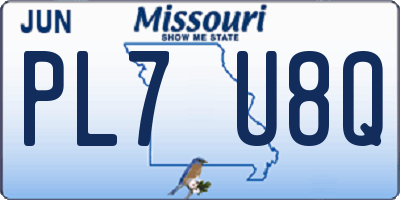 MO license plate PL7U8Q