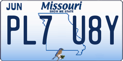MO license plate PL7U8Y