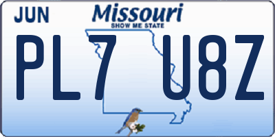 MO license plate PL7U8Z