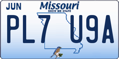 MO license plate PL7U9A