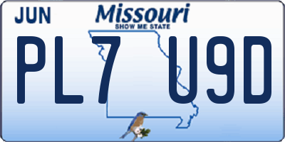 MO license plate PL7U9D