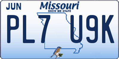 MO license plate PL7U9K