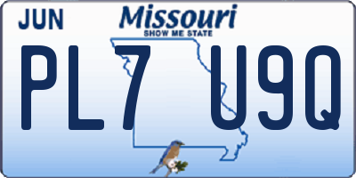 MO license plate PL7U9Q