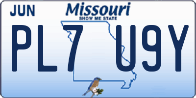 MO license plate PL7U9Y