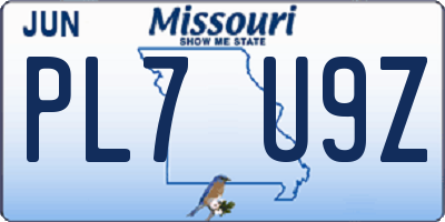 MO license plate PL7U9Z
