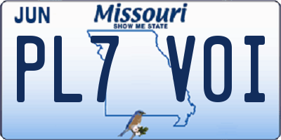 MO license plate PL7V0I