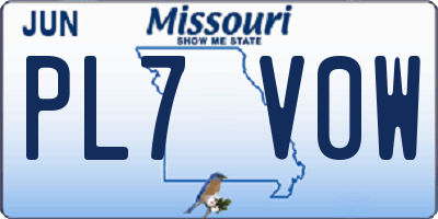 MO license plate PL7V0W