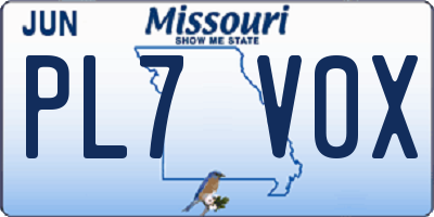 MO license plate PL7V0X