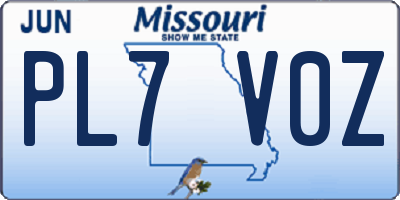 MO license plate PL7V0Z