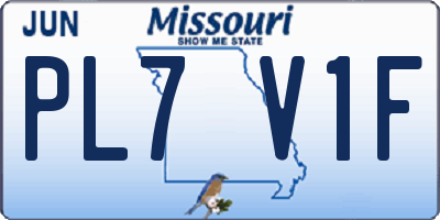 MO license plate PL7V1F