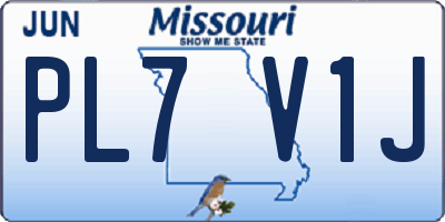 MO license plate PL7V1J
