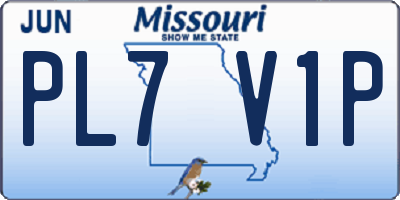 MO license plate PL7V1P