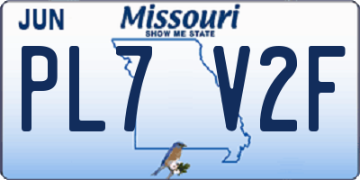 MO license plate PL7V2F