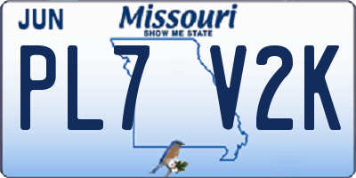 MO license plate PL7V2K