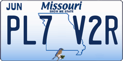 MO license plate PL7V2R