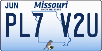 MO license plate PL7V2U