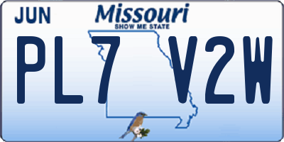 MO license plate PL7V2W