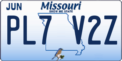 MO license plate PL7V2Z