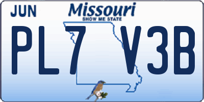 MO license plate PL7V3B