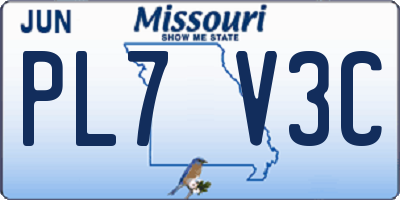 MO license plate PL7V3C