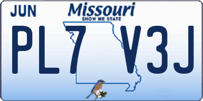 MO license plate PL7V3J