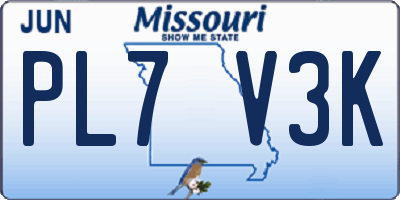 MO license plate PL7V3K