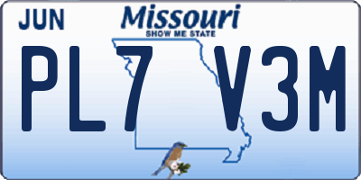 MO license plate PL7V3M