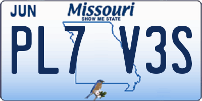 MO license plate PL7V3S