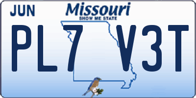 MO license plate PL7V3T