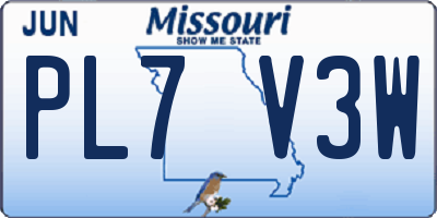 MO license plate PL7V3W
