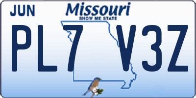 MO license plate PL7V3Z