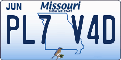 MO license plate PL7V4D