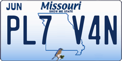 MO license plate PL7V4N