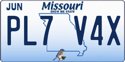 MO license plate PL7V4X