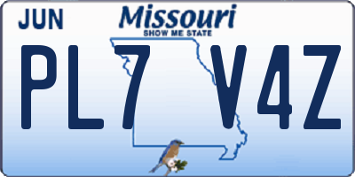 MO license plate PL7V4Z