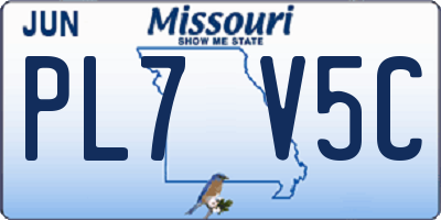 MO license plate PL7V5C