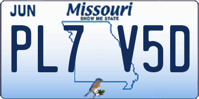 MO license plate PL7V5D