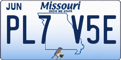 MO license plate PL7V5E