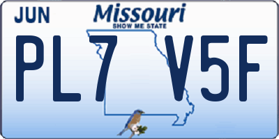 MO license plate PL7V5F